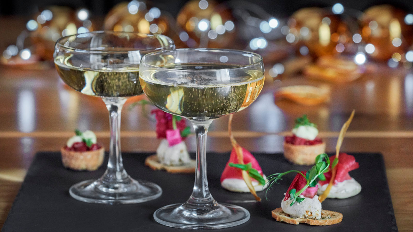 Champagne Glasses and Canapes
